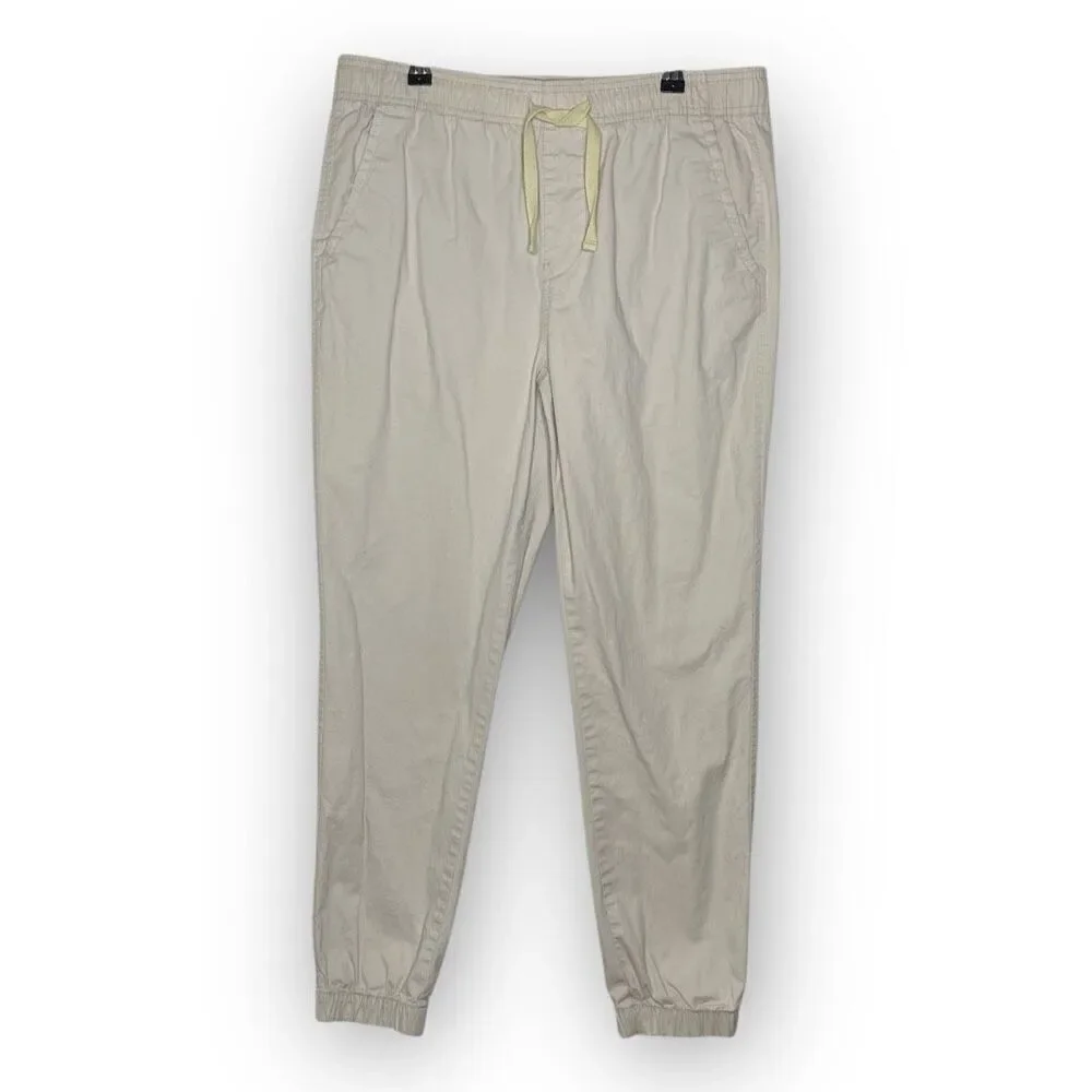Aeropostale Active Stretch Twill Tapered Joggers Cream Tan Khaki Men’s Medium